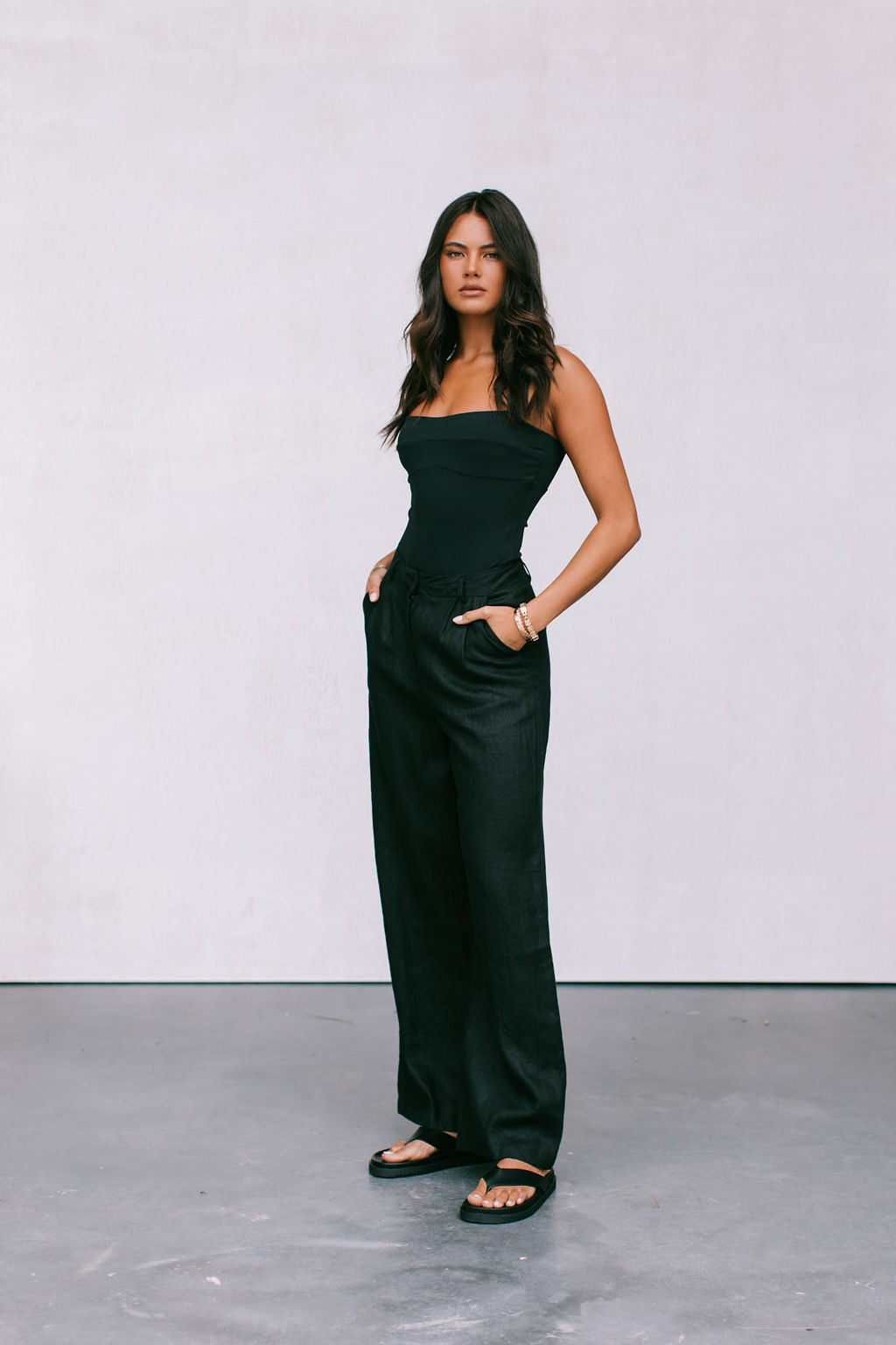 Vivien Linen Pant - Black