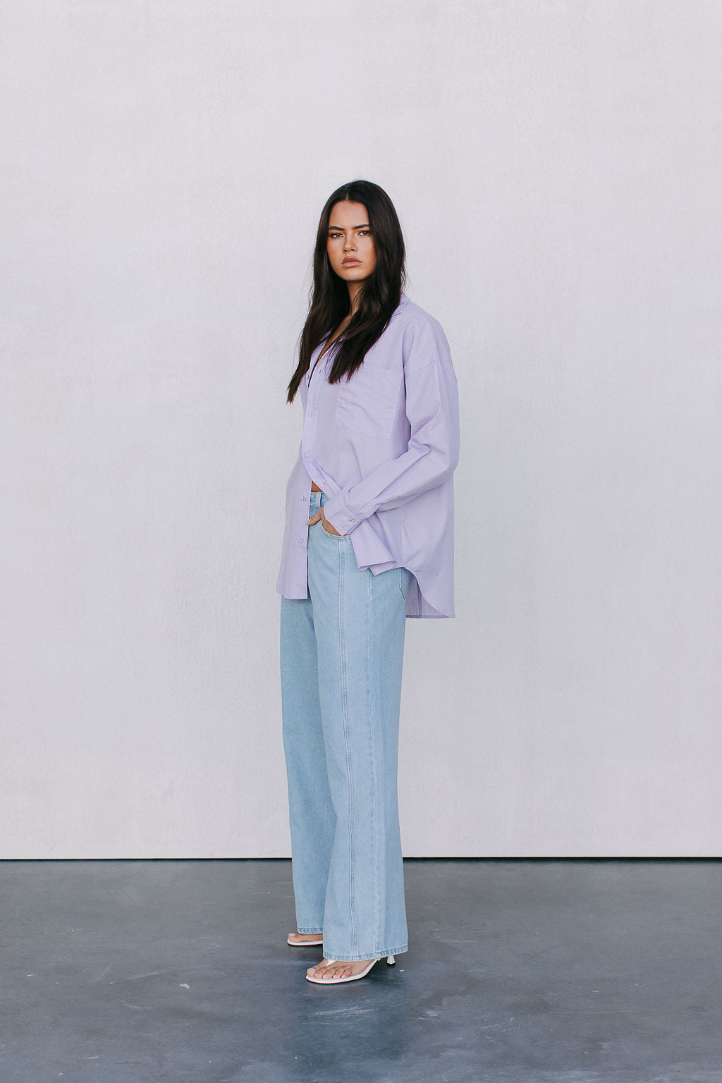 Saint Oversized Shirt - Lilac/Peach Stripe