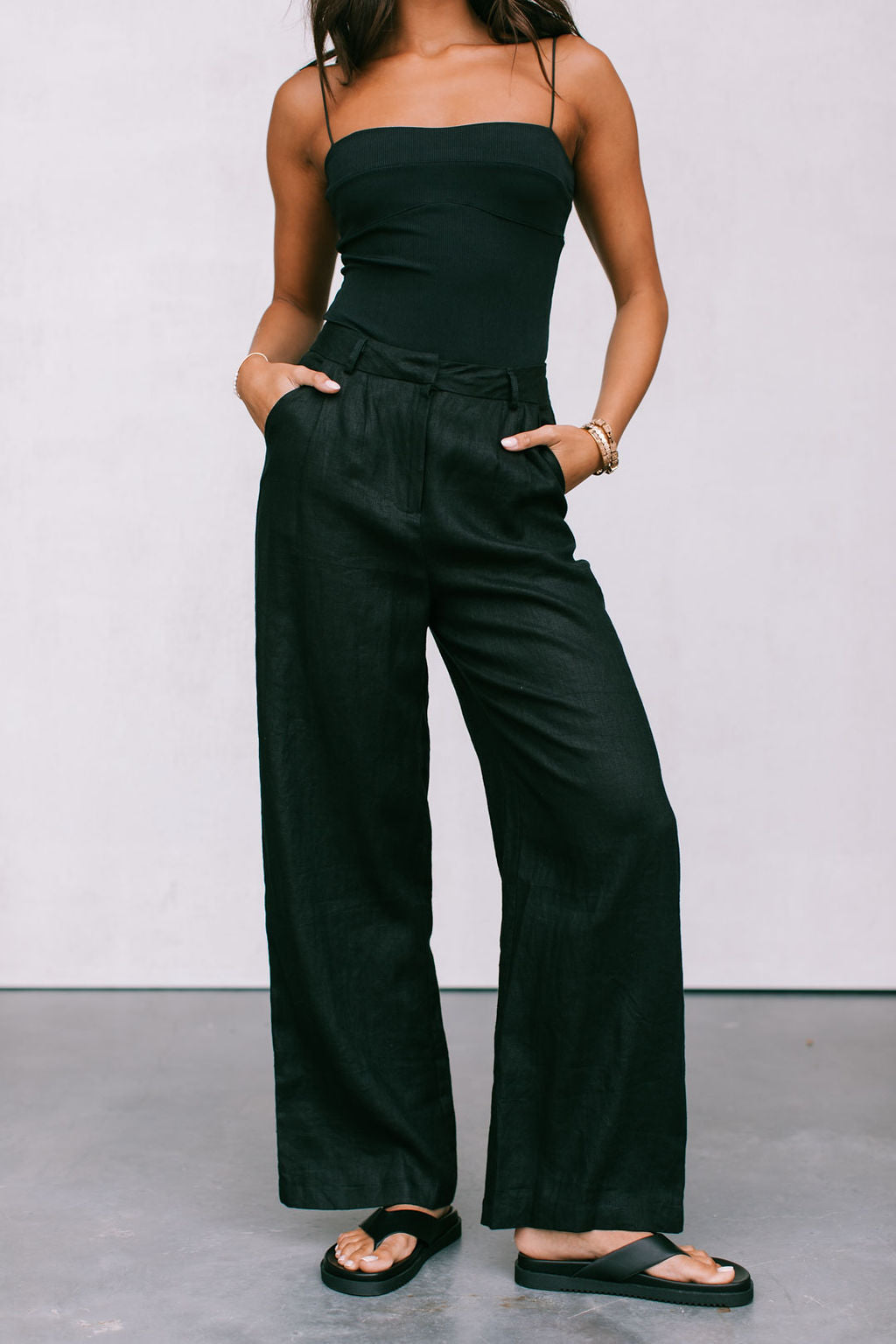 Vivien Linen Pant - Black