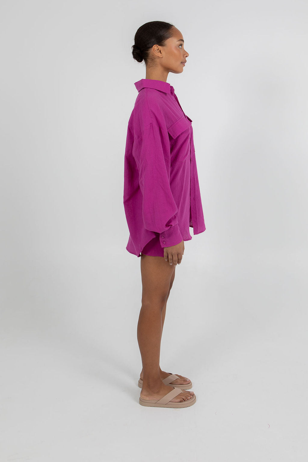 Rosette Oversized Shirt - Magenta