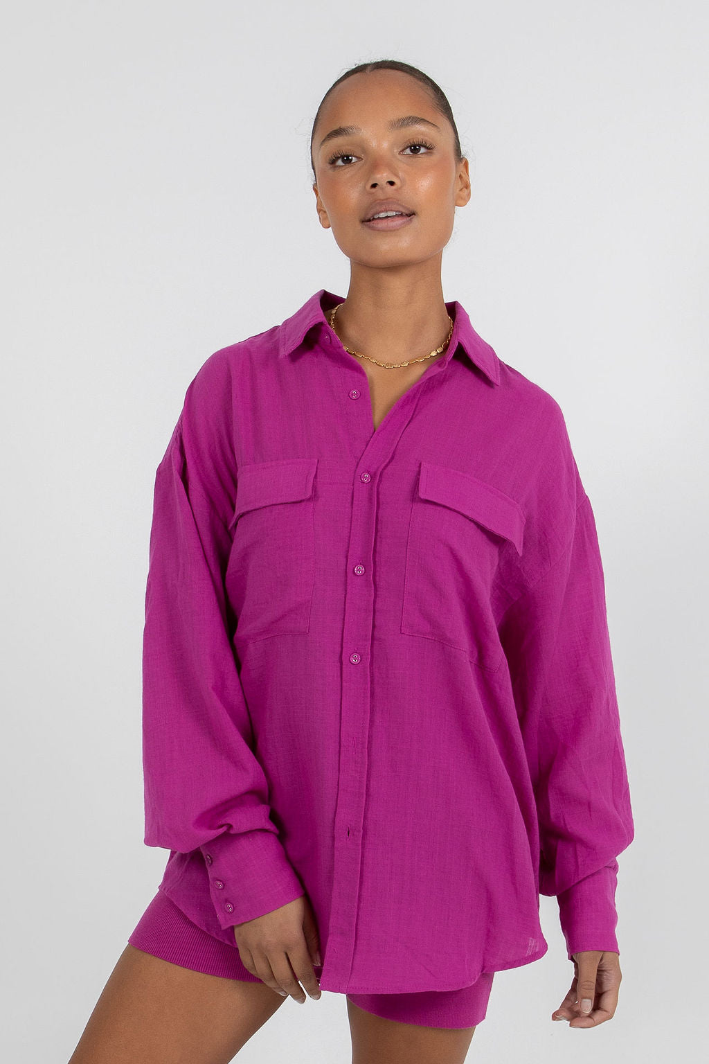 Rosette Oversized Shirt - Magenta