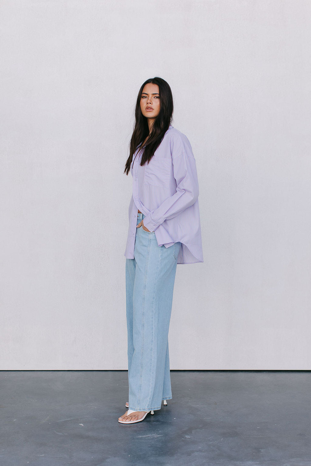 Saint Oversized Shirt - Lilac/Peach Stripe