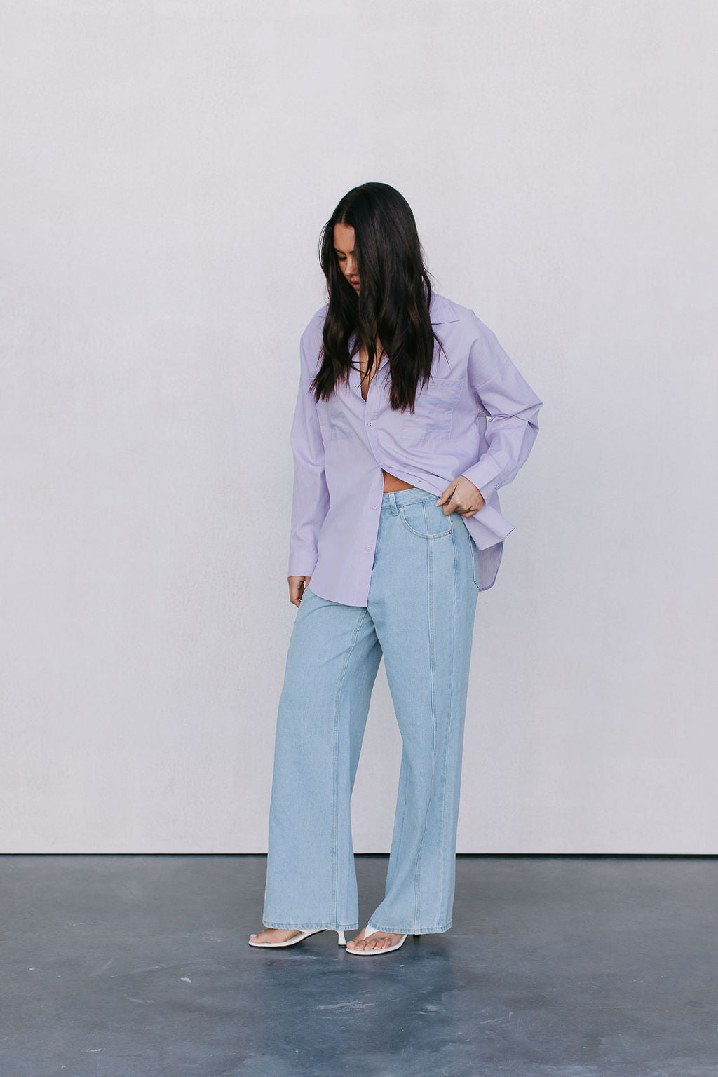 Saint Oversized Shirt - Lilac/Peach Stripe