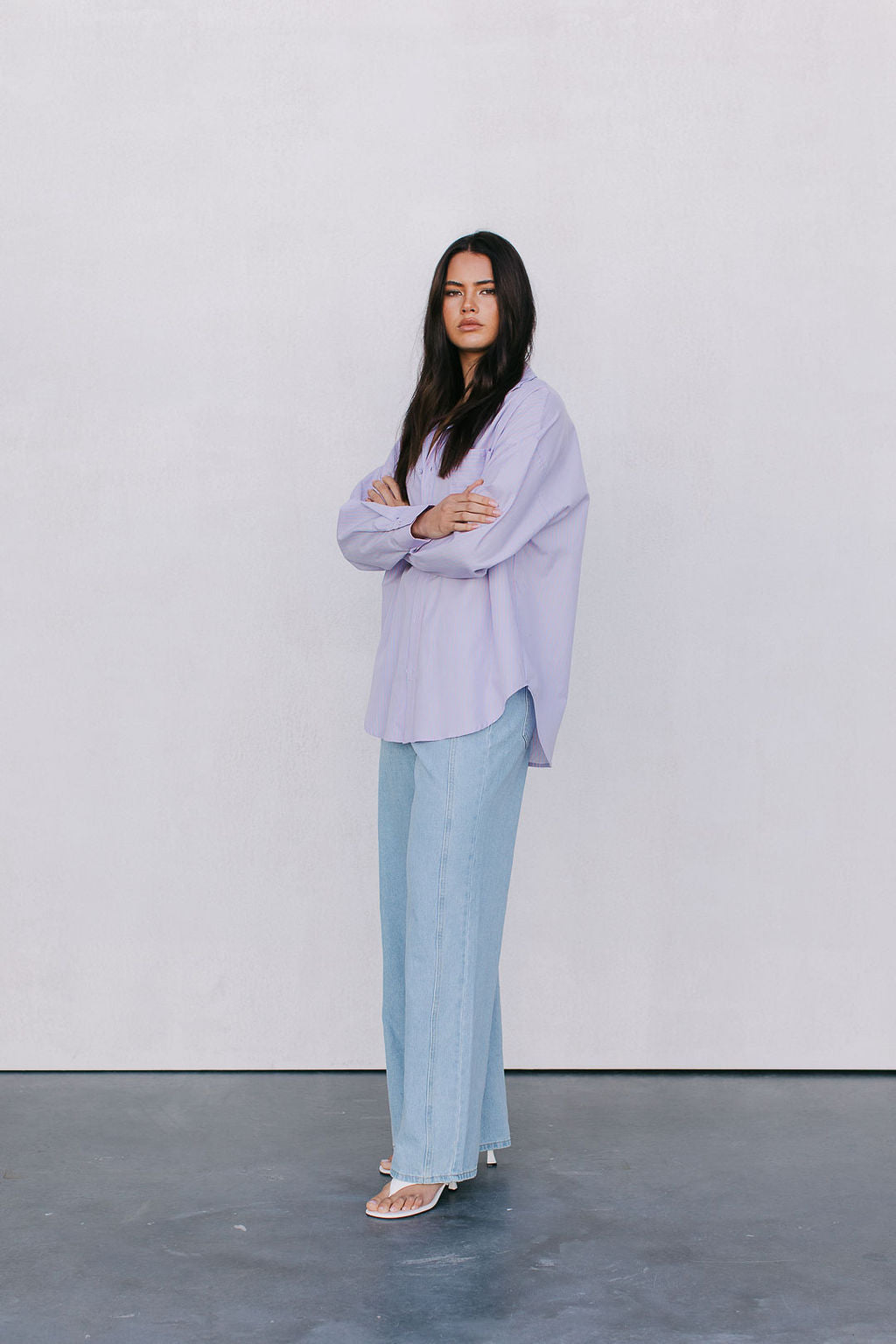 Saint Oversized Shirt - Lilac/Peach Stripe