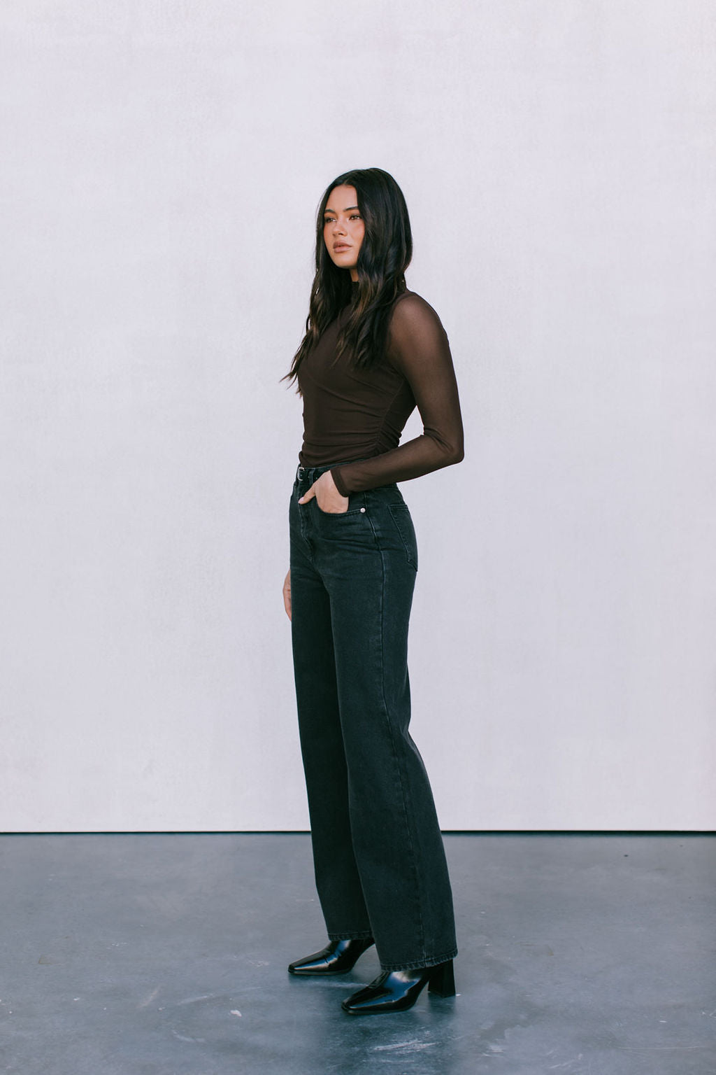 Dakitah Long-sleeve Top - Espresso Brown Mesh