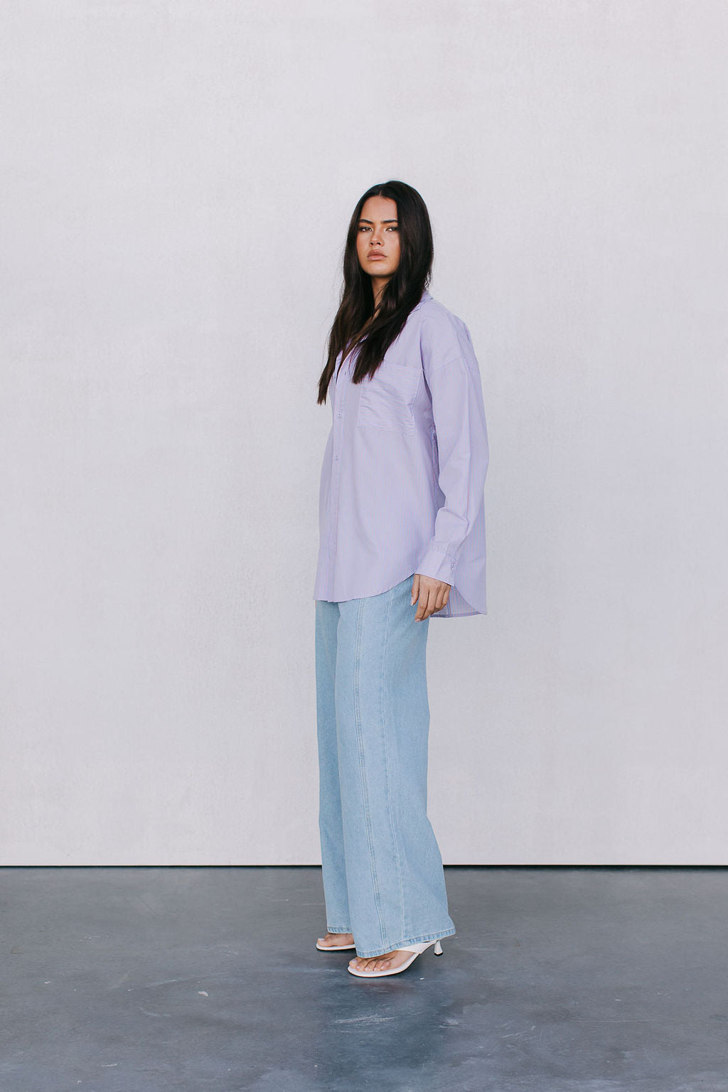Saint Oversized Shirt - Lilac/Peach Stripe
