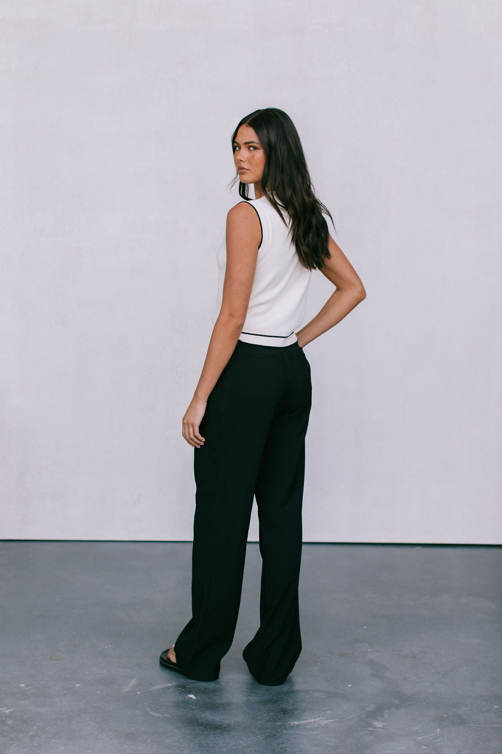 Alice Knit Vest Top - Cream/Black