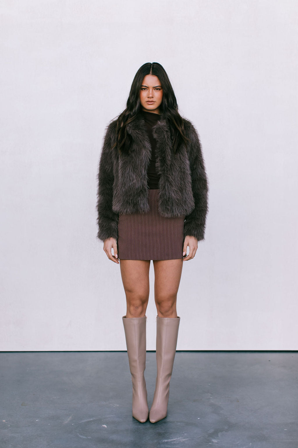 PRE ORDER Delilah Faux Fur Jacket Chocolate