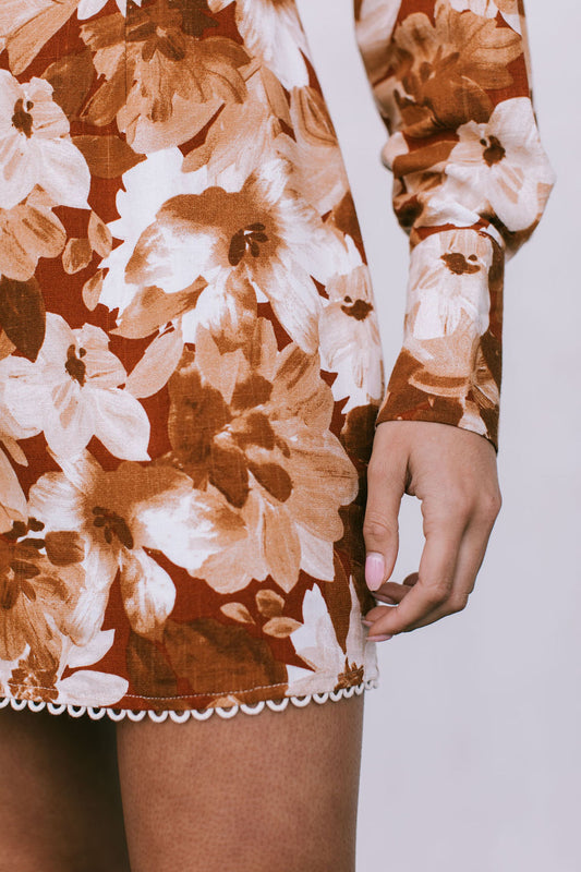 Molto Mini Dress - Rust Floral