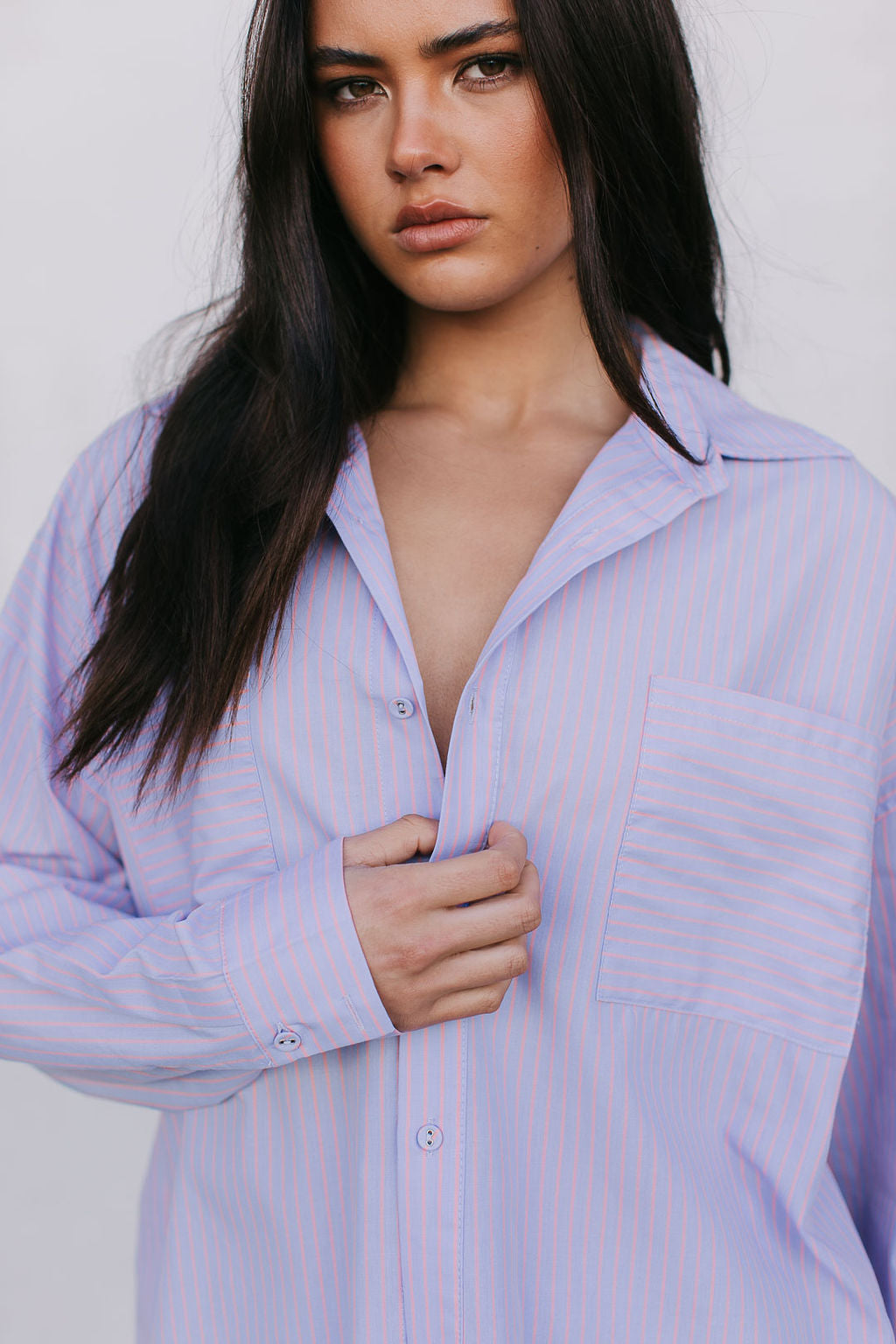 Saint Oversized Shirt - Lilac/Peach Stripe