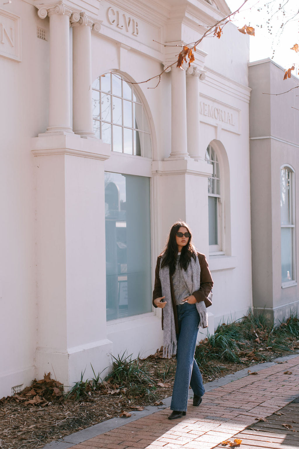 Yanni Oversized Blazer - Chocolate Brown Suede Look