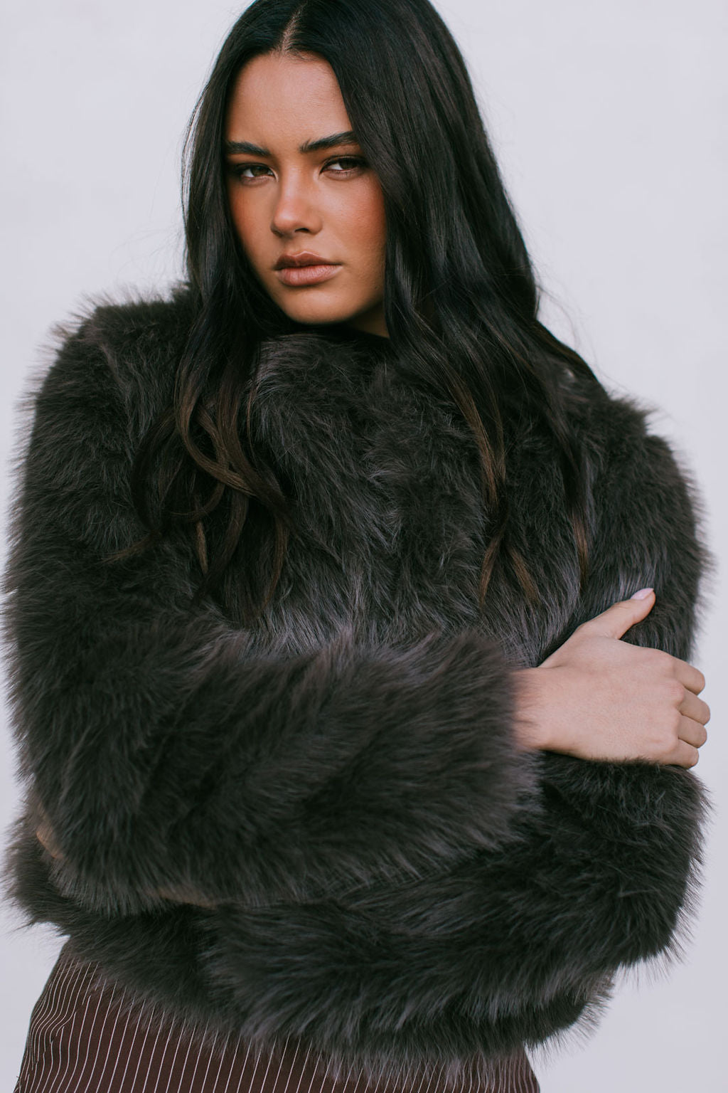 PRE ORDER Delilah Faux Fur Jacket Chocolate