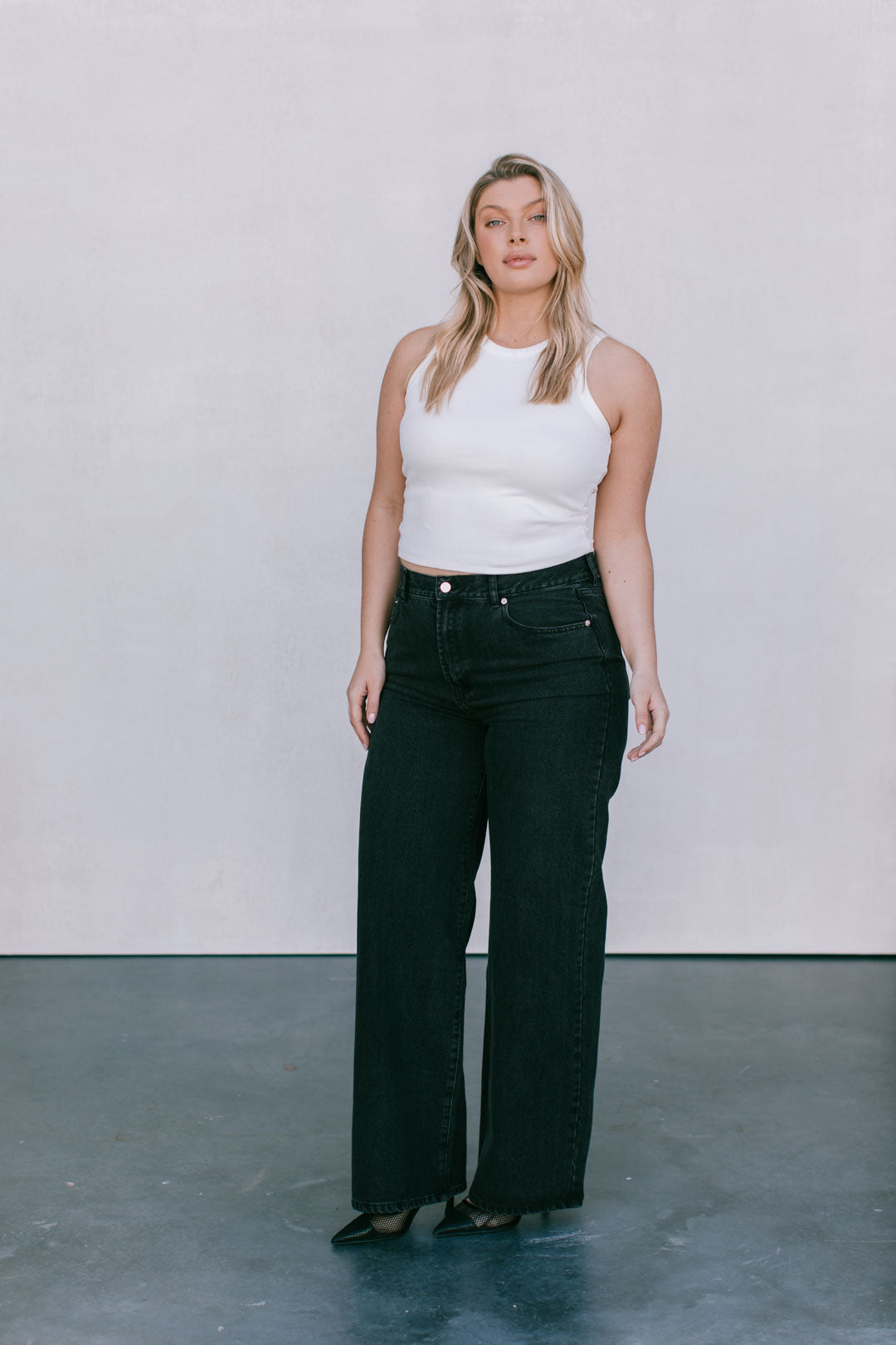 Carissa Wide Leg Jeans Washed Black
