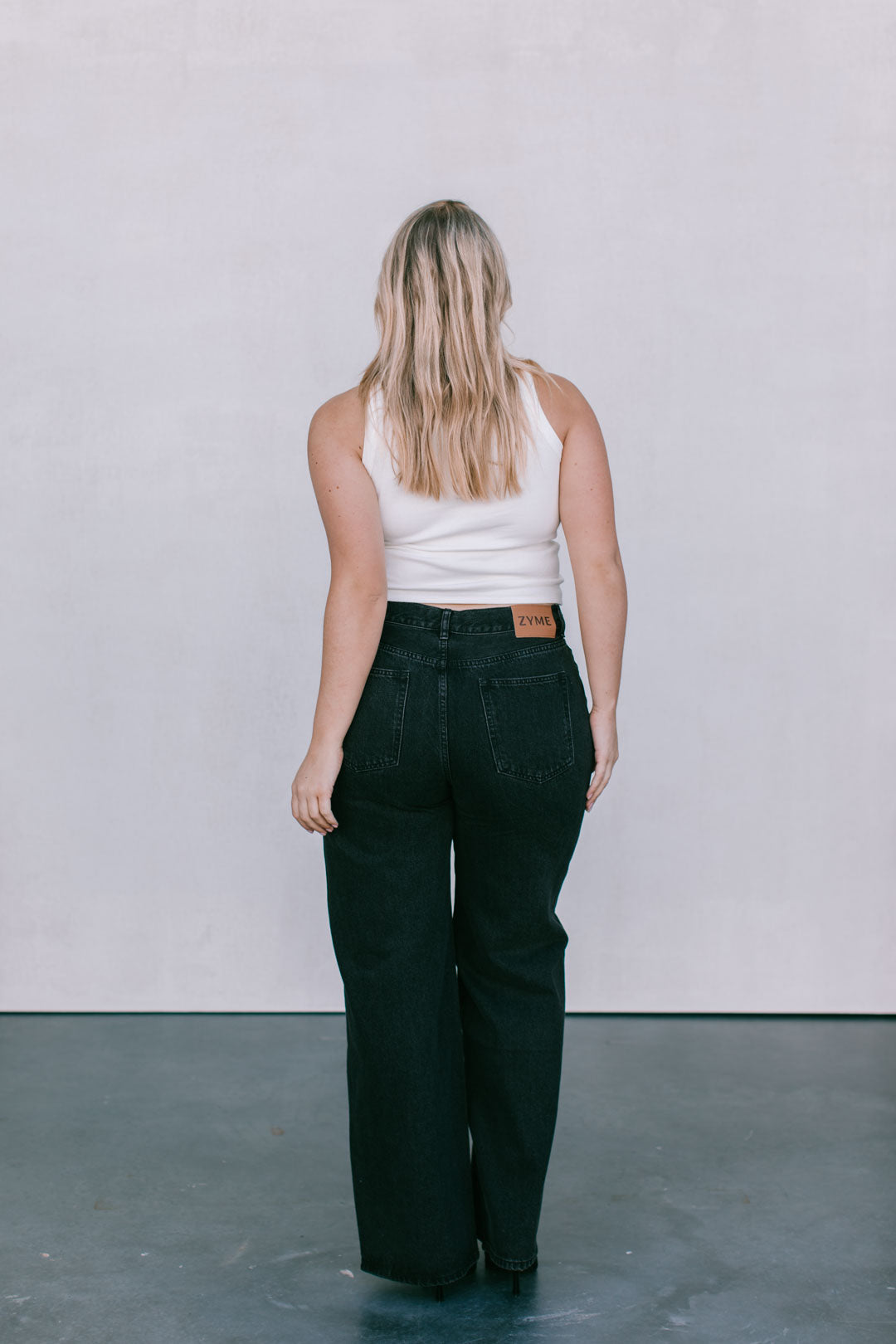 Carissa Wide Leg Jeans Washed Black