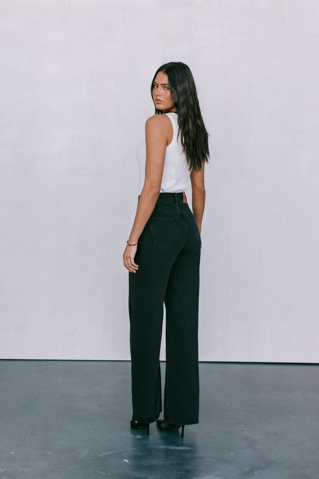 Carissa Wide Leg Jeans Washed Black