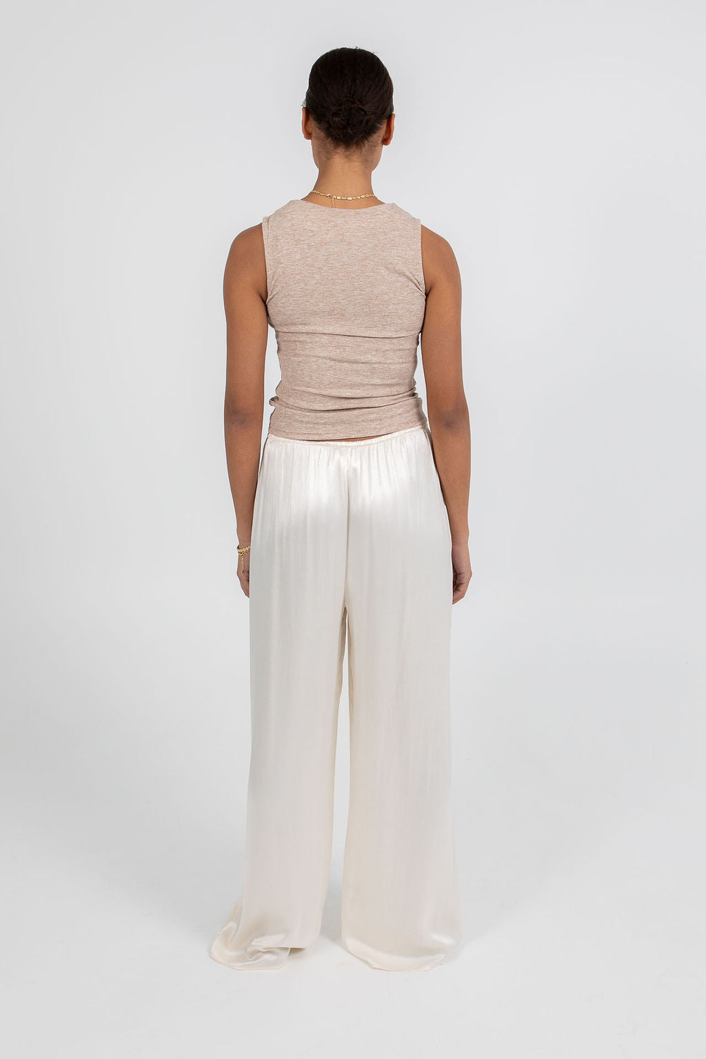 Eve Relaxed Pants - Cream Satin