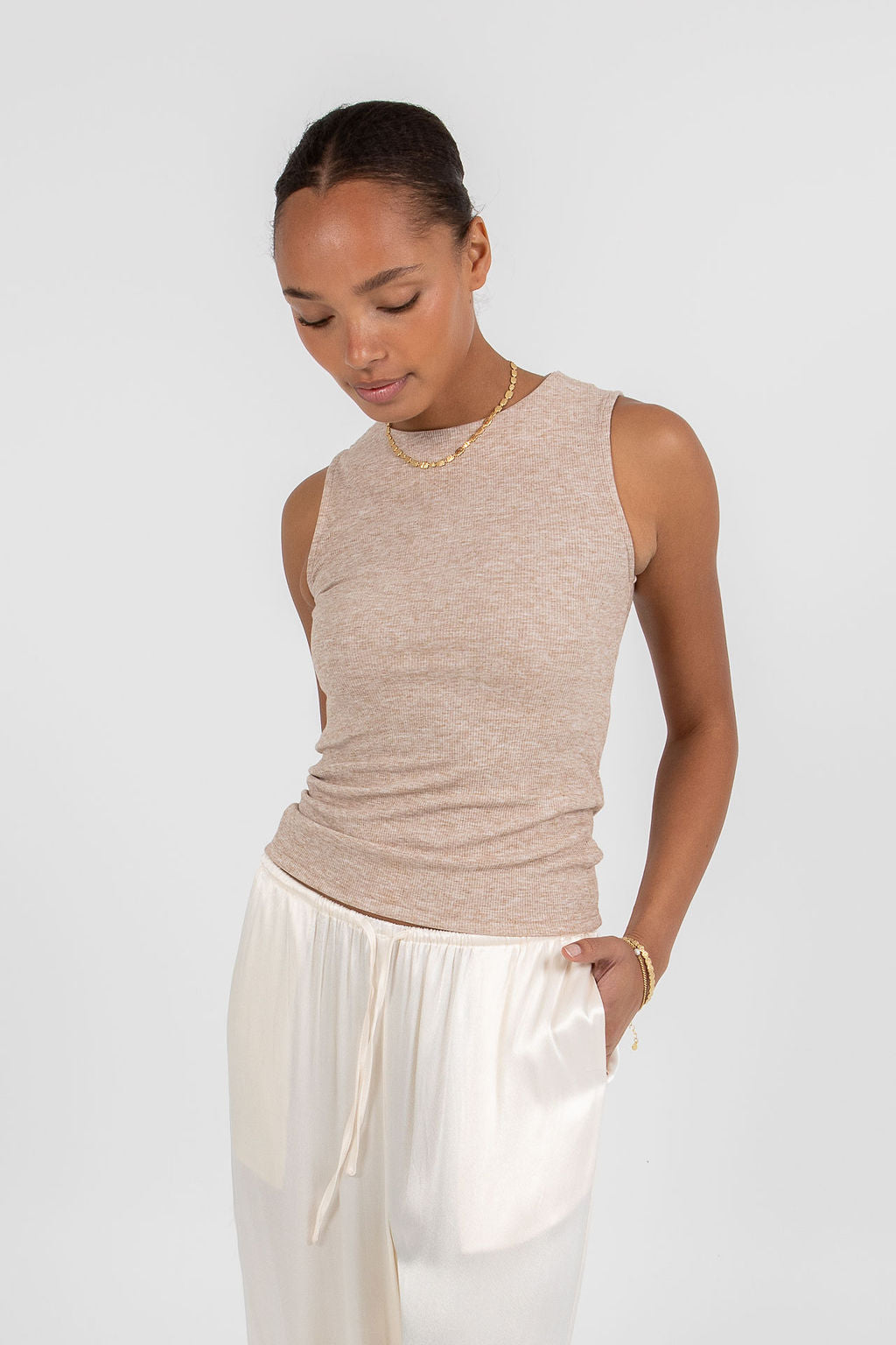 Eve Relaxed Pants - Cream Satin