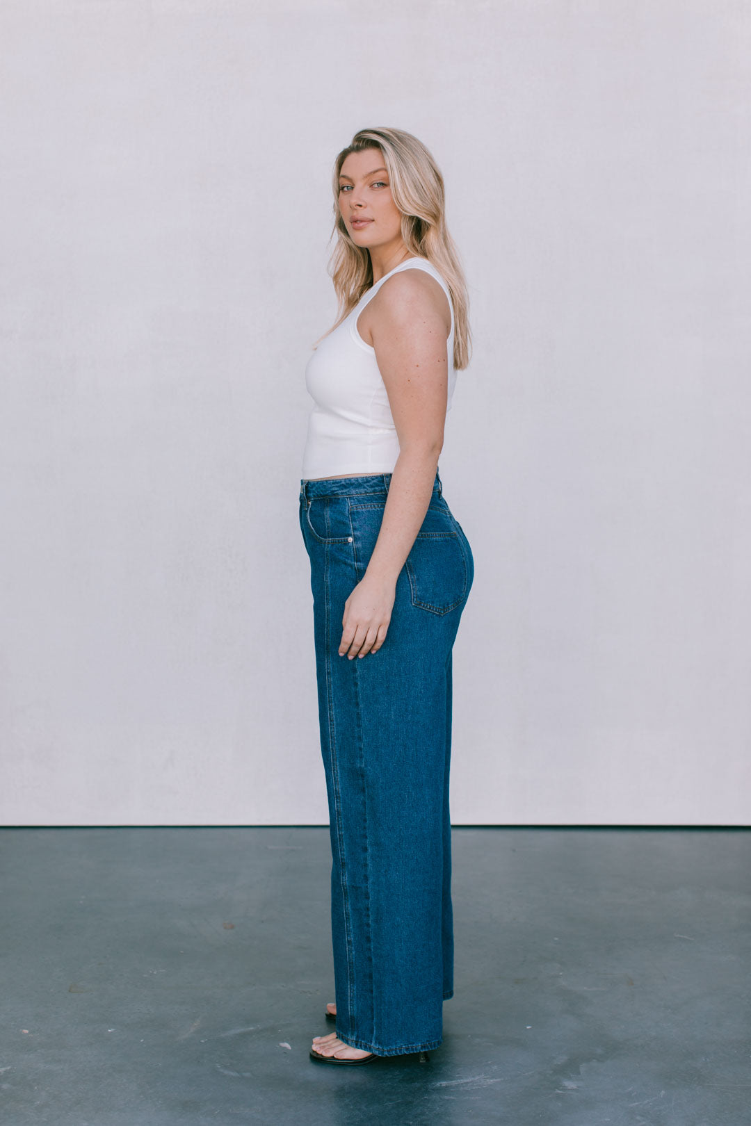 DISPATCH 07.05.25 - Janey Wide Leg Jeans - Dark Blue Wash