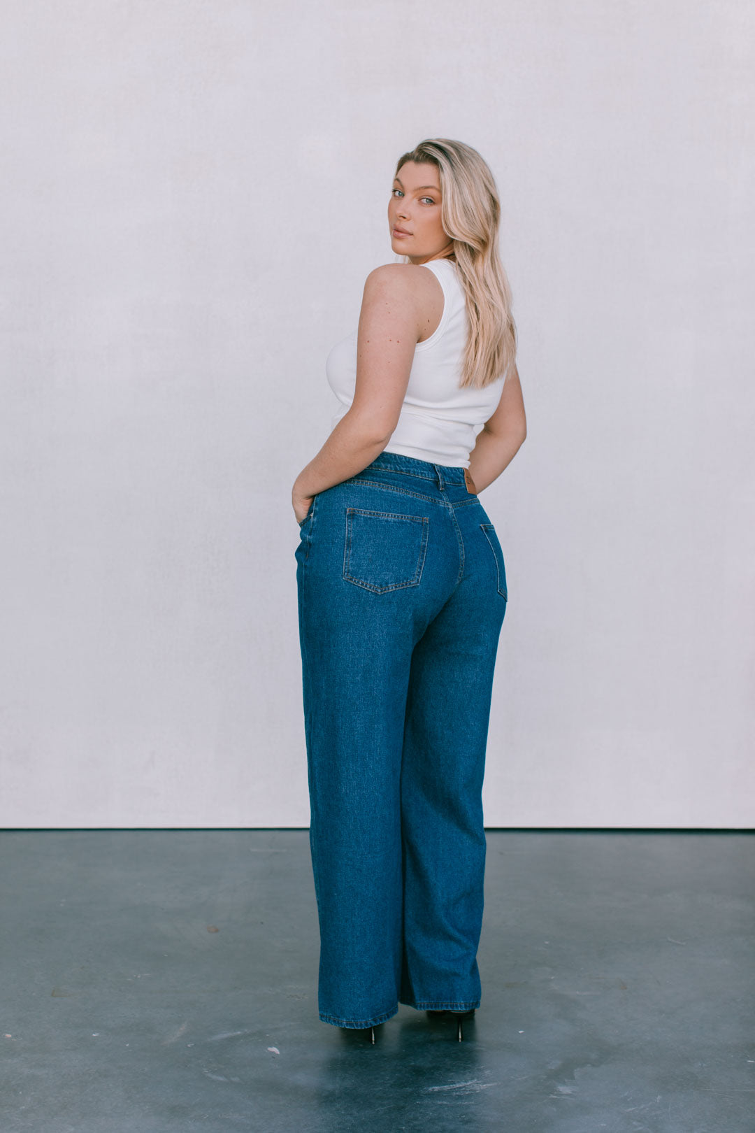 Janey Baggy Leg Jeans Dark Blue Wash