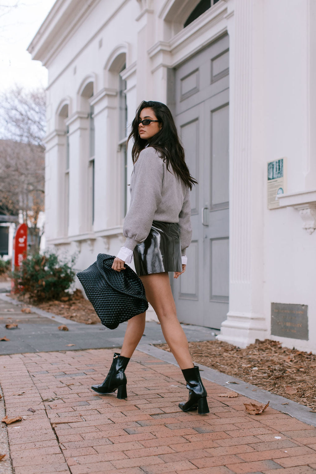 Issy Mini Skirt - Deep Brown Patent