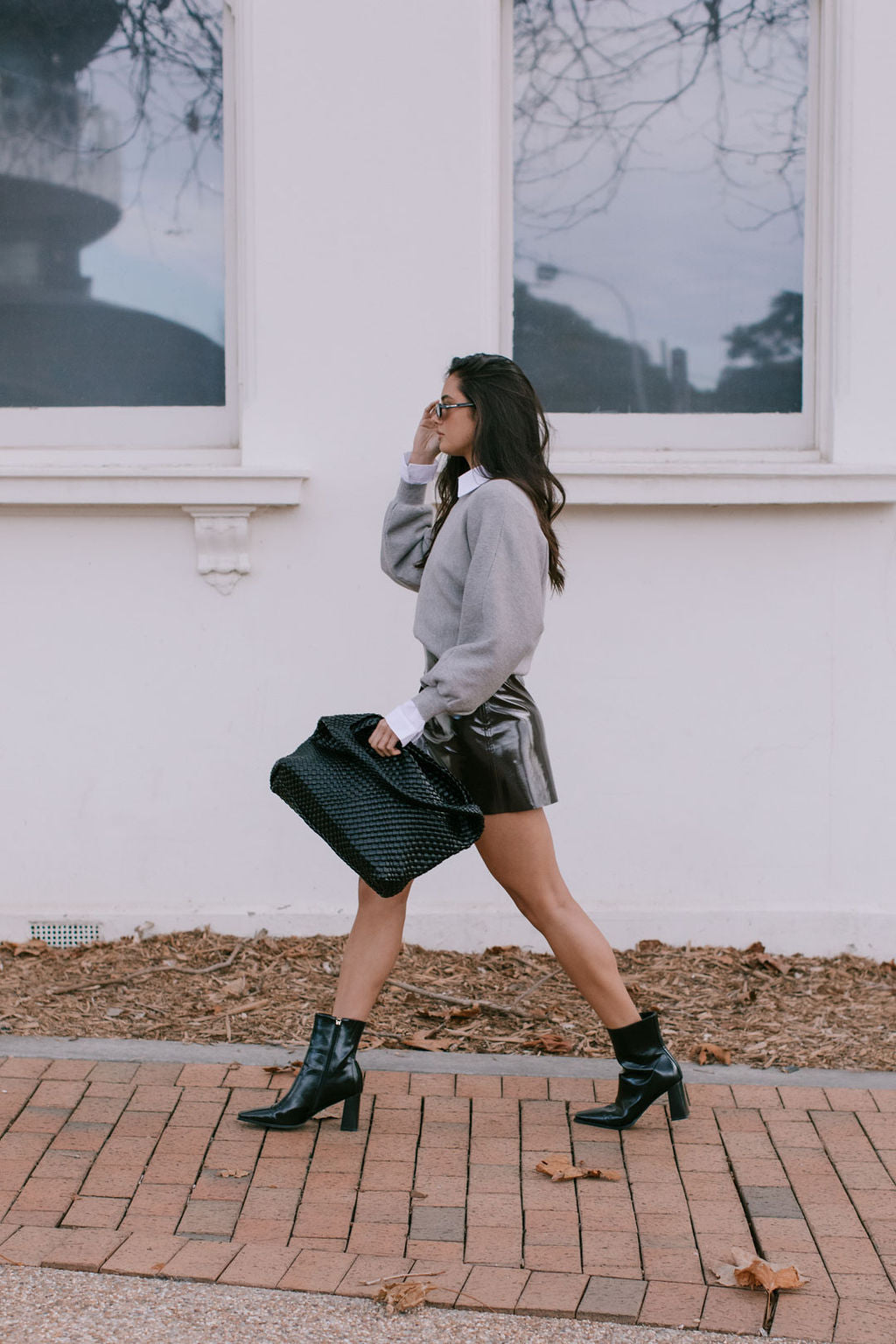 Issy Mini Skirt - Deep Brown Patent