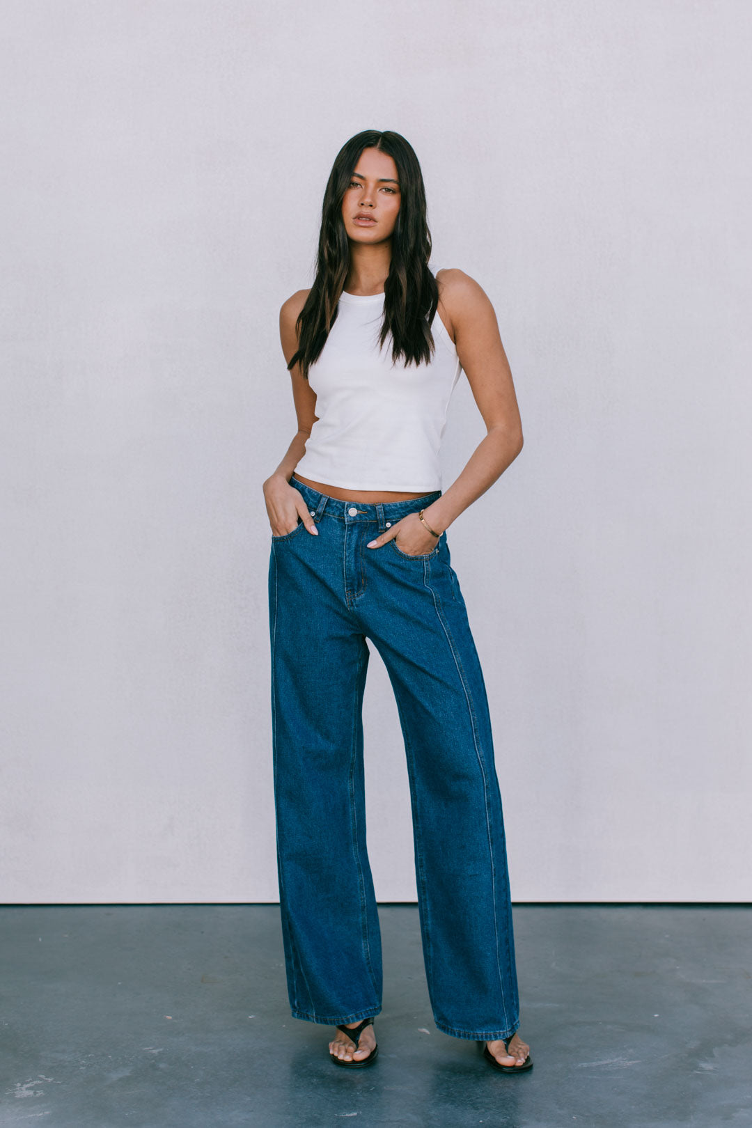 DISPATCH 07.05.25 - Janey Wide Leg Jeans - Dark Blue Wash