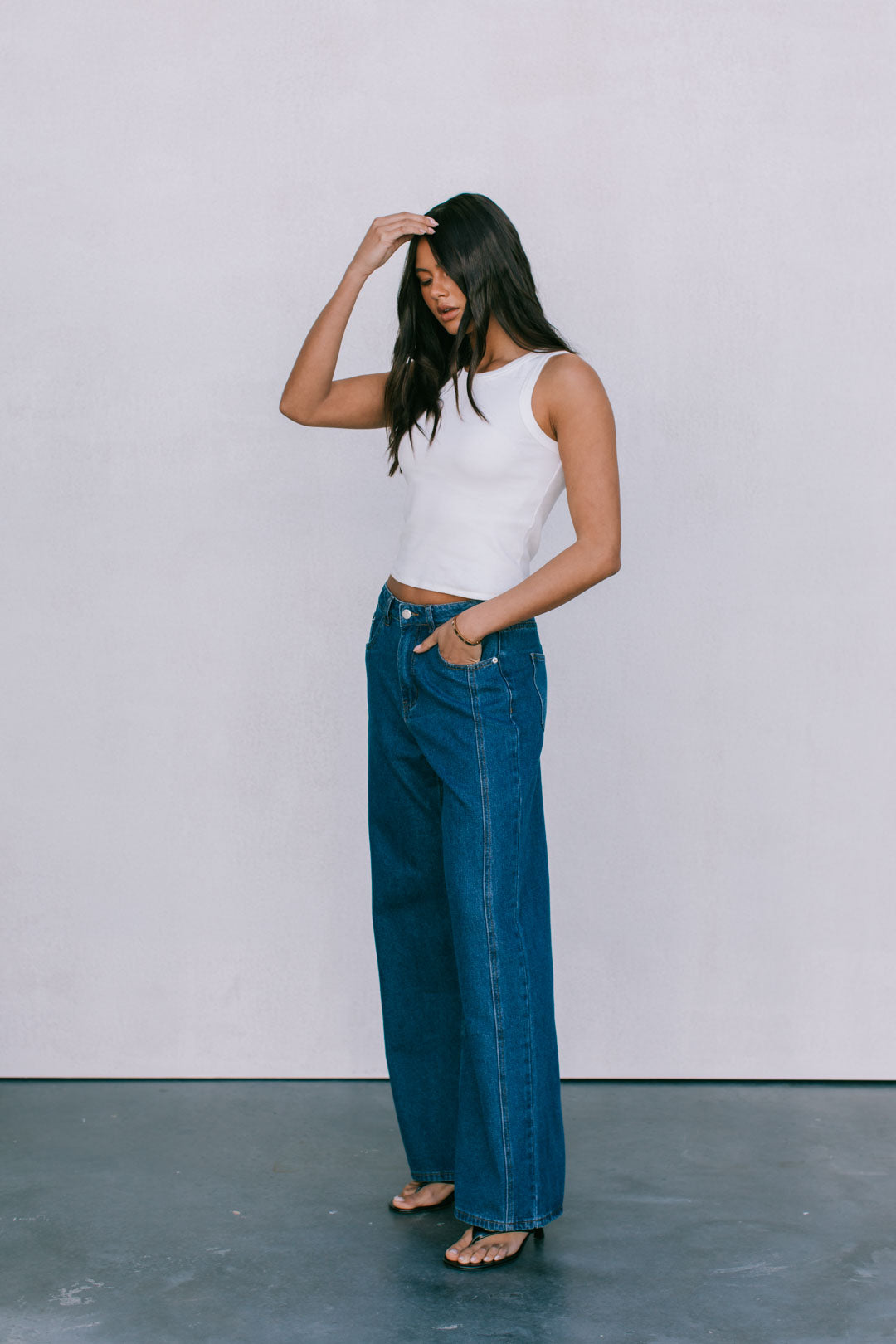 DISPATCH 07.05.25 - Janey Wide Leg Jeans - Dark Blue Wash