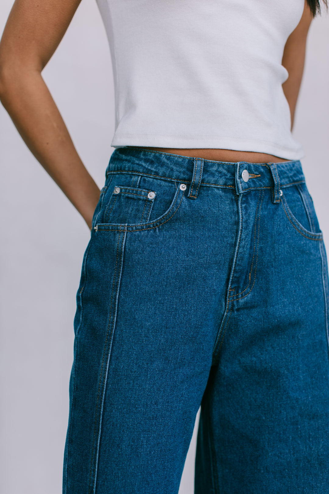 DISPATCH 07.05.25 - Janey Wide Leg Jeans - Dark Blue Wash
