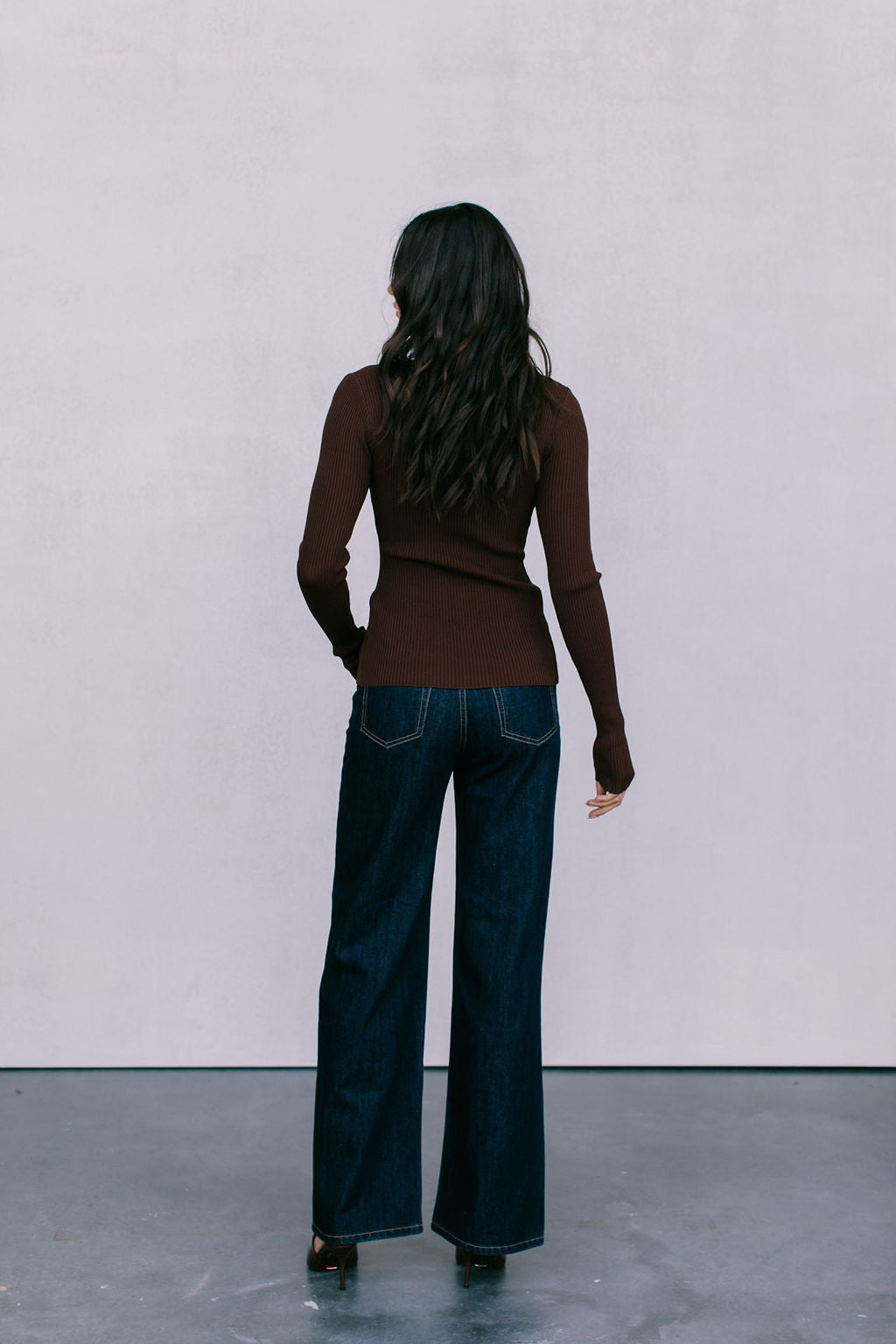 Brianna Knit Long-sleeve Top - Chocolate Brown
