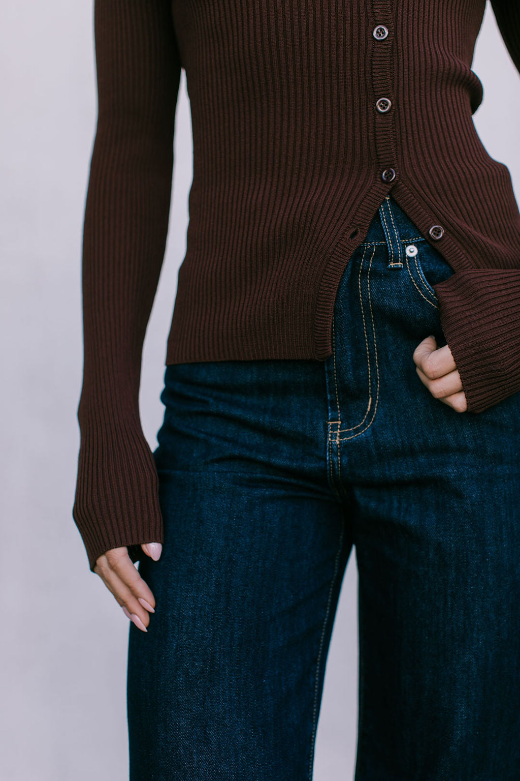 Brianna Knit Long-sleeve Top - Chocolate Brown
