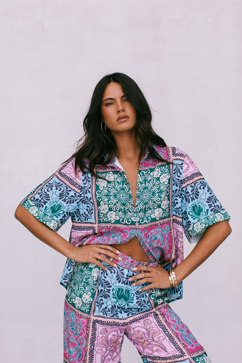 Loren Shirt Paisley Tile Print