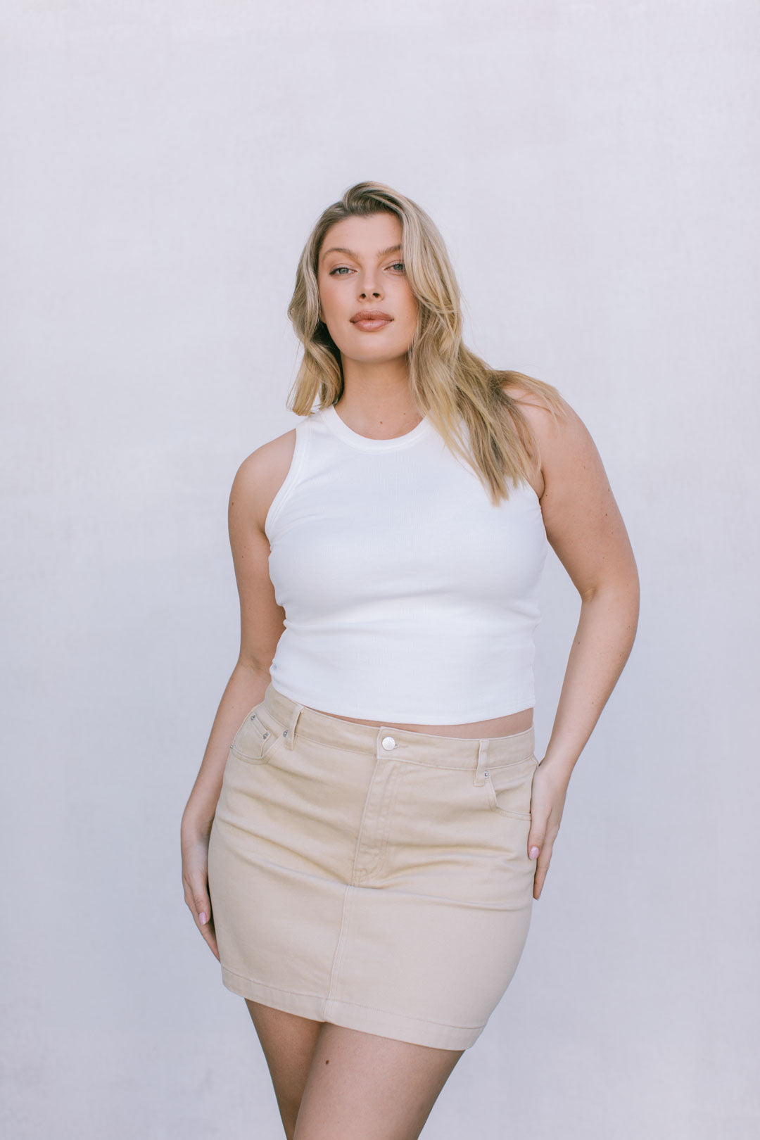 Erin Mini Denim Skirt Sand