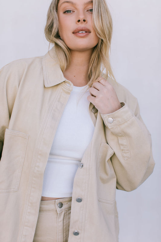 Erin Mini Denim Skirt - Sand