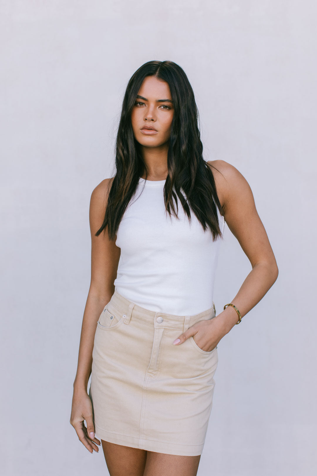 Erin Mini Denim Skirt Sand