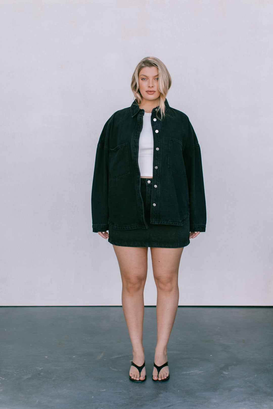 Ilou Denim Shirt Washed Black