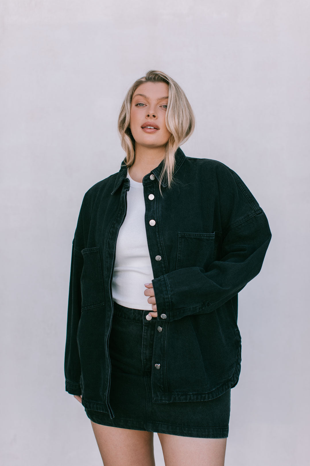 Erin Mini Denim Skirt Washed Black