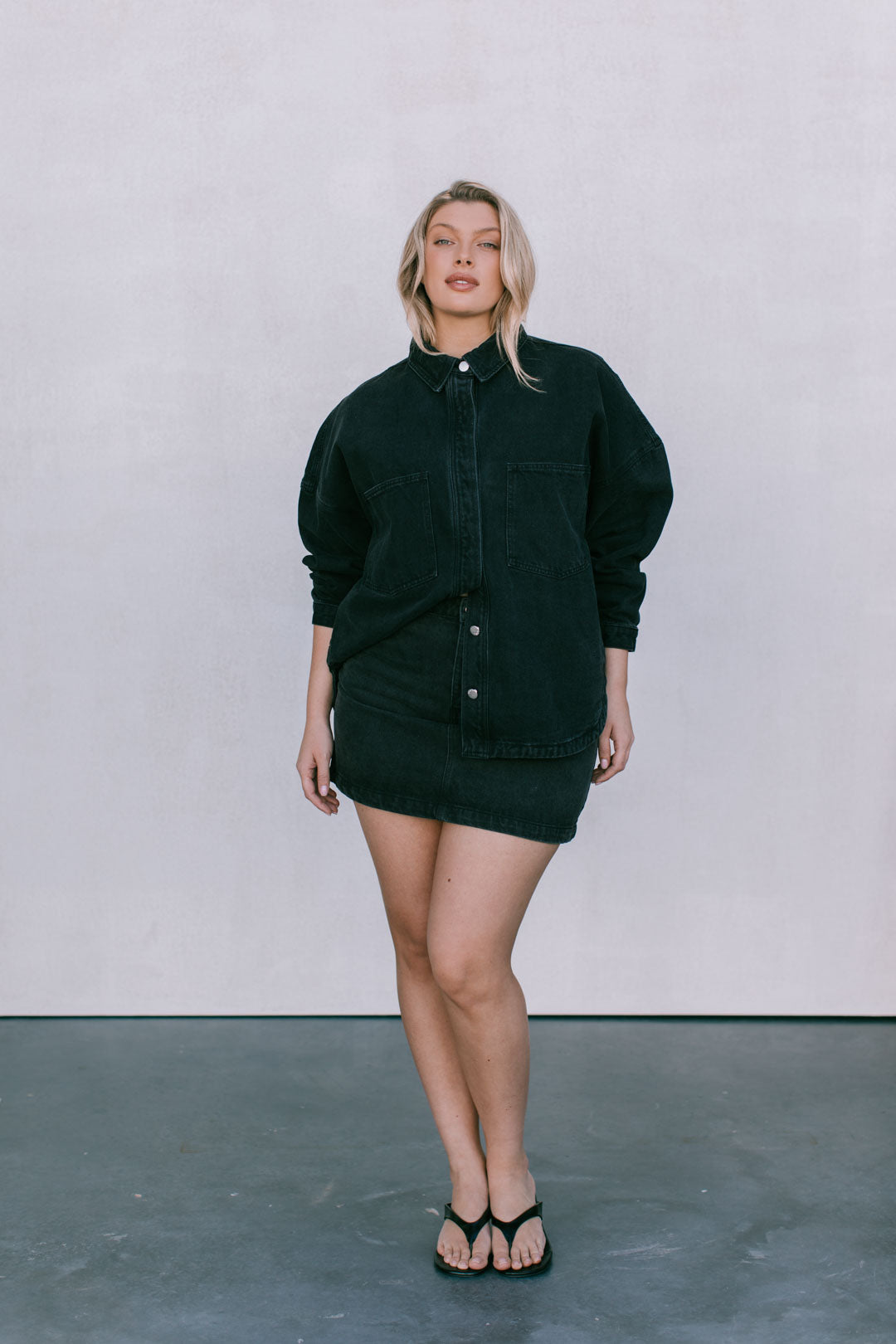 Ilou Denim Shirt Washed Black
