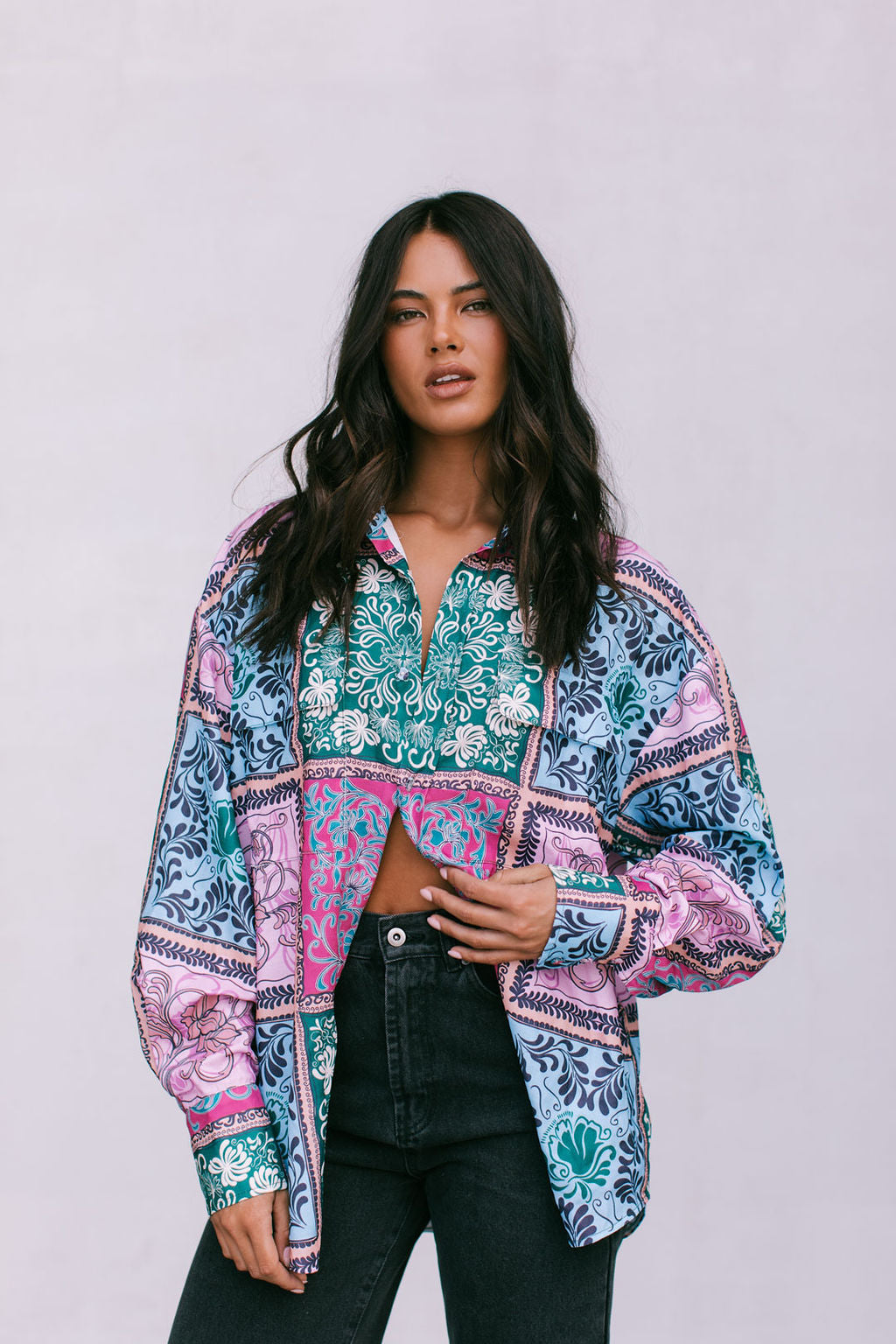Sylvia Shirt Paisley Tile Print