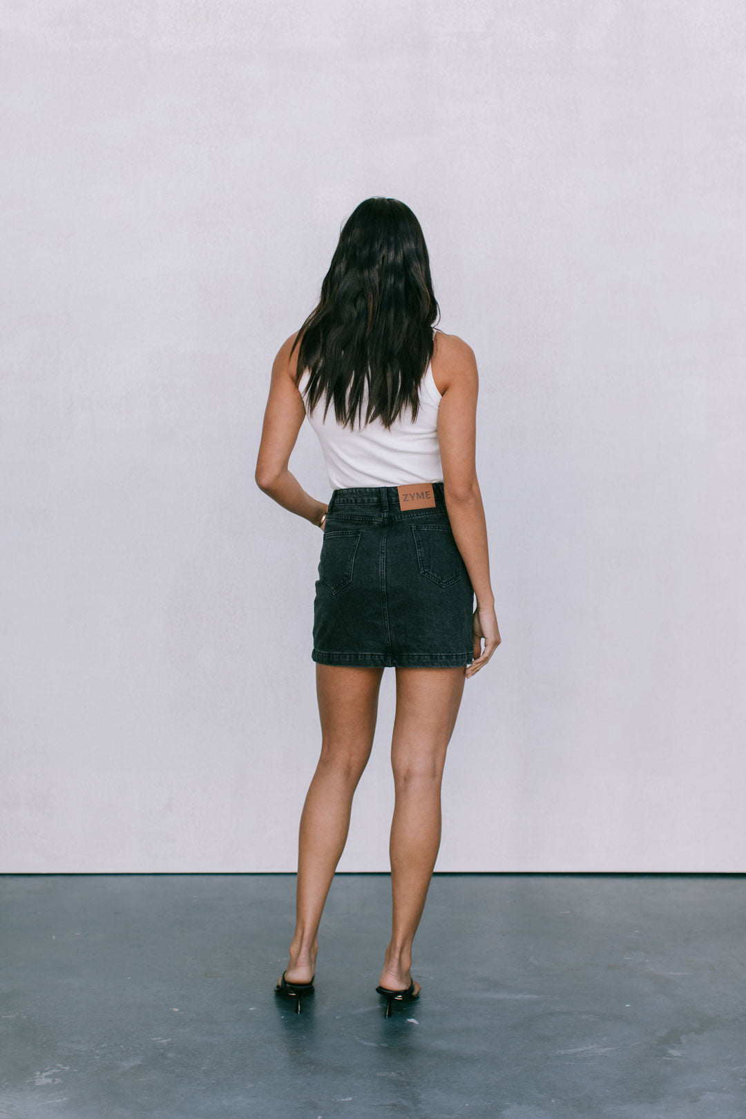 Erin Mini Denim Skirt Washed Black
