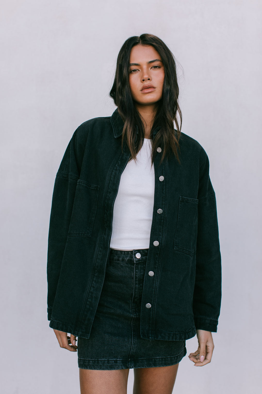 Erin Mini Denim Skirt Washed Black