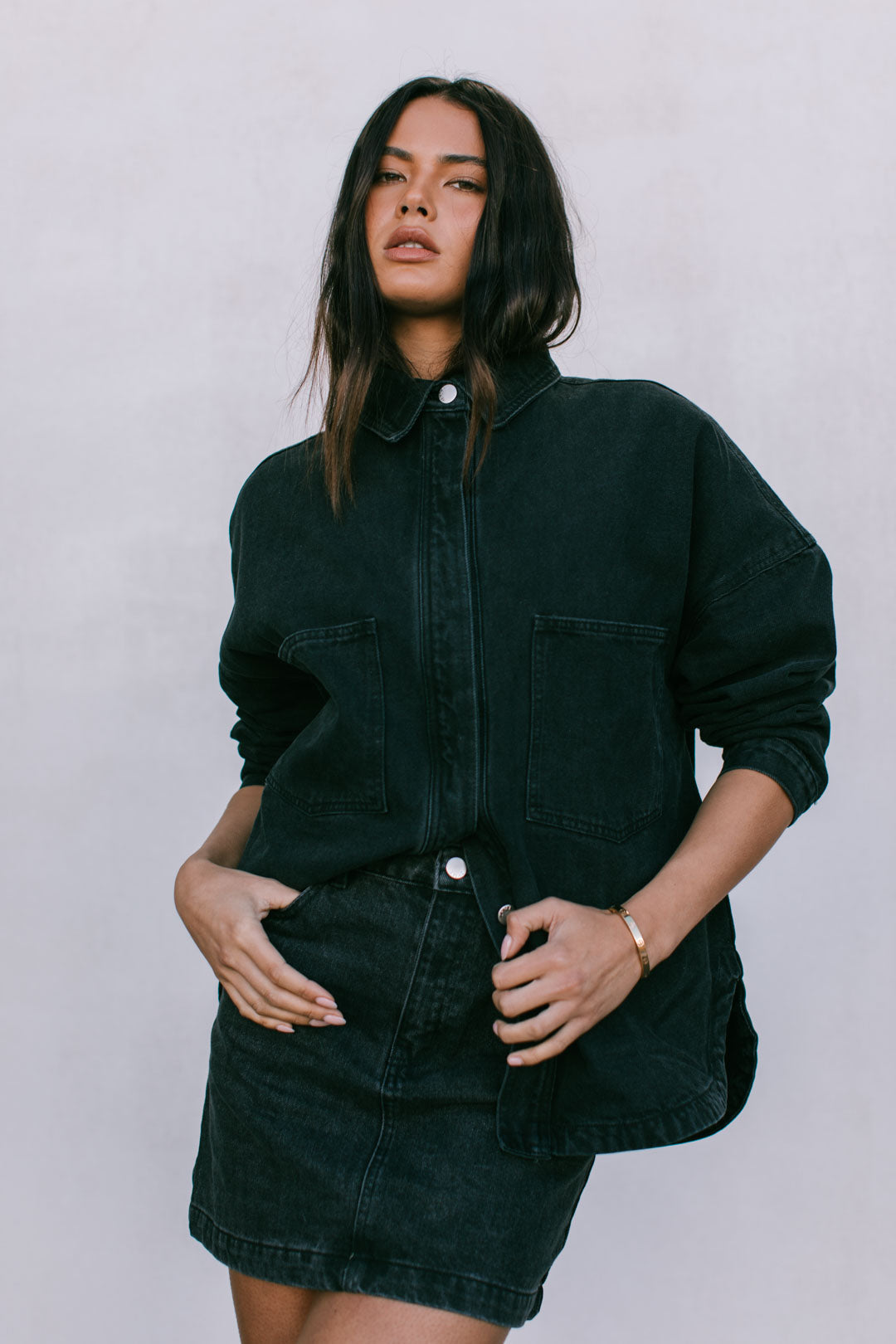 Erin Mini Denim Skirt Washed Black