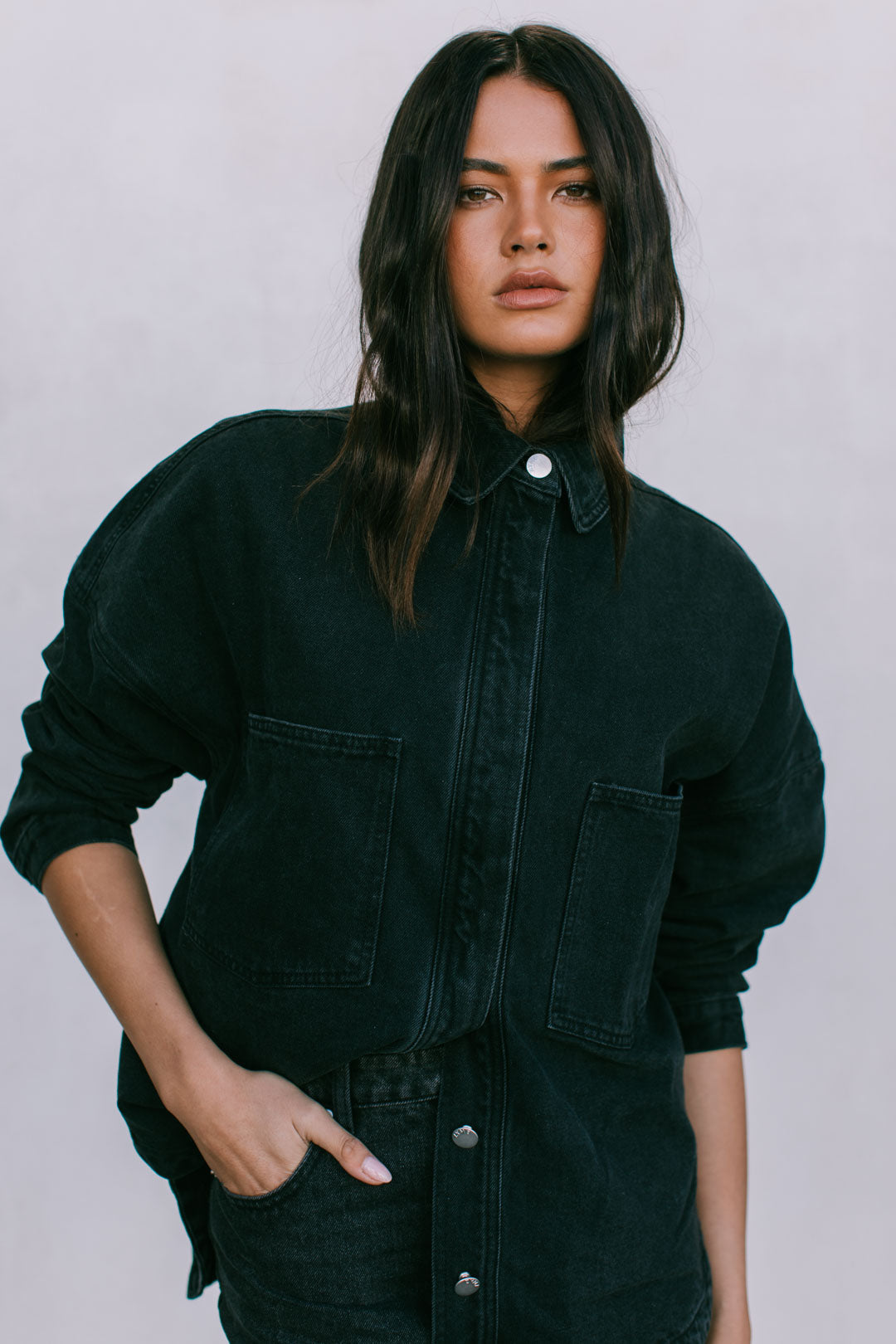 Ilou Denim Shirt Washed Black