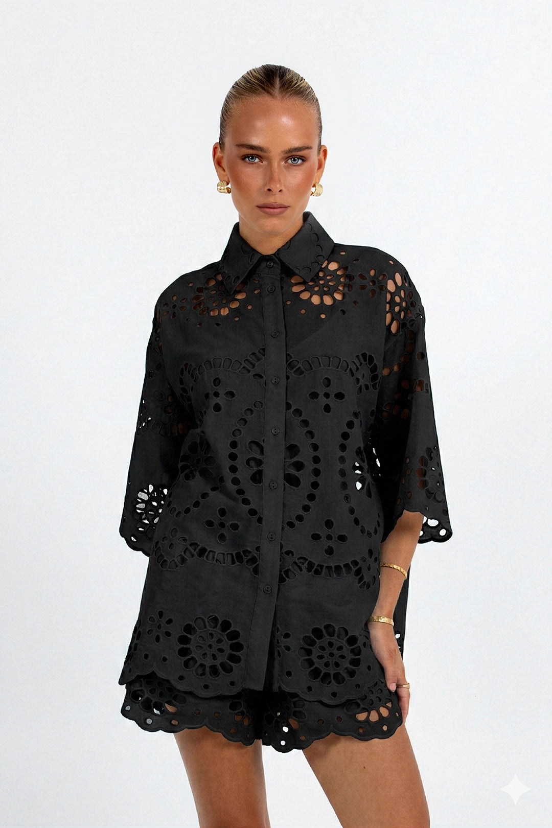 Immy Shirt Black Sicily Lace