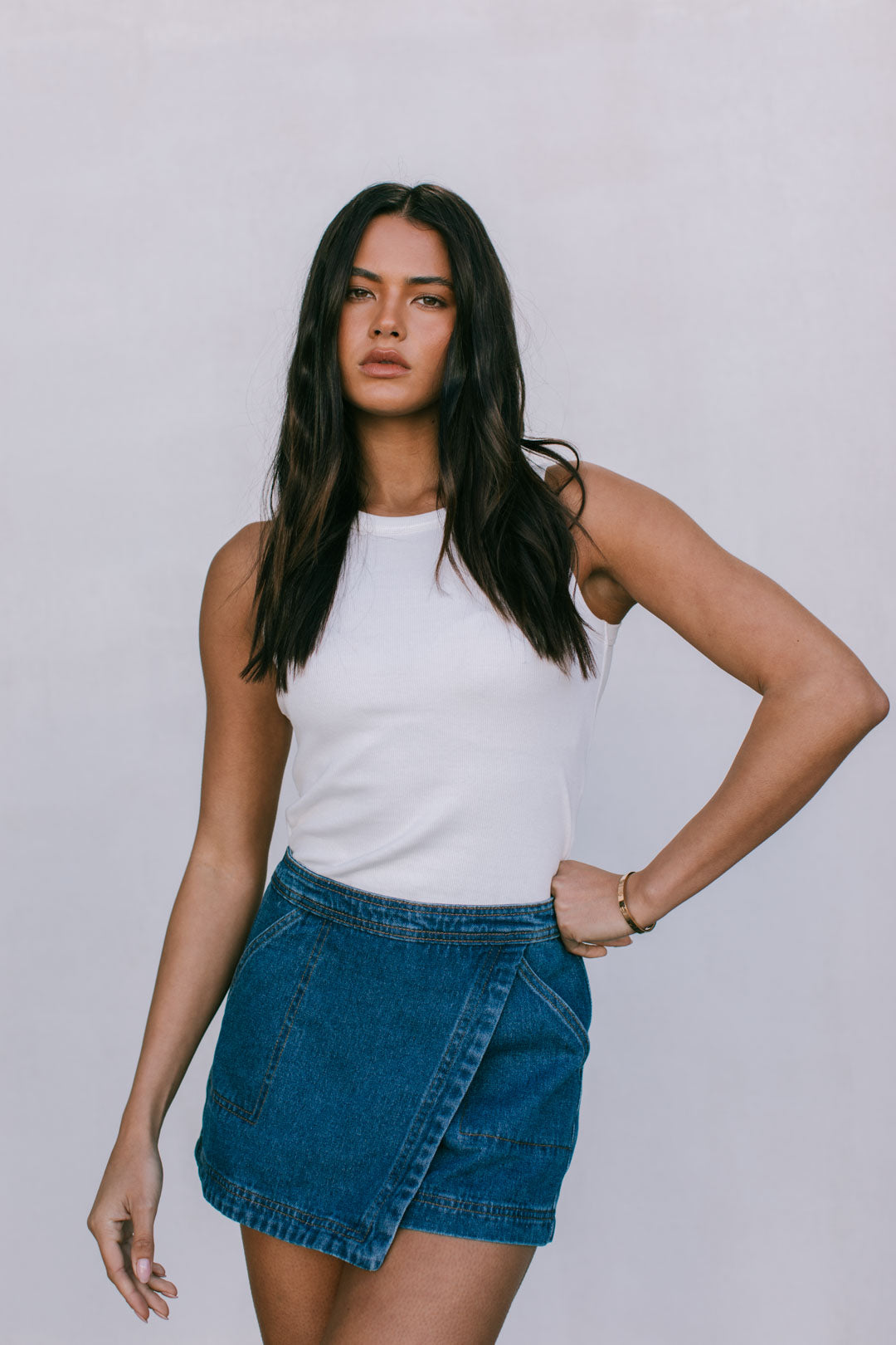 DISPATCH 07.05.25 - Jackie Denim Skort - Dark Blue Wash