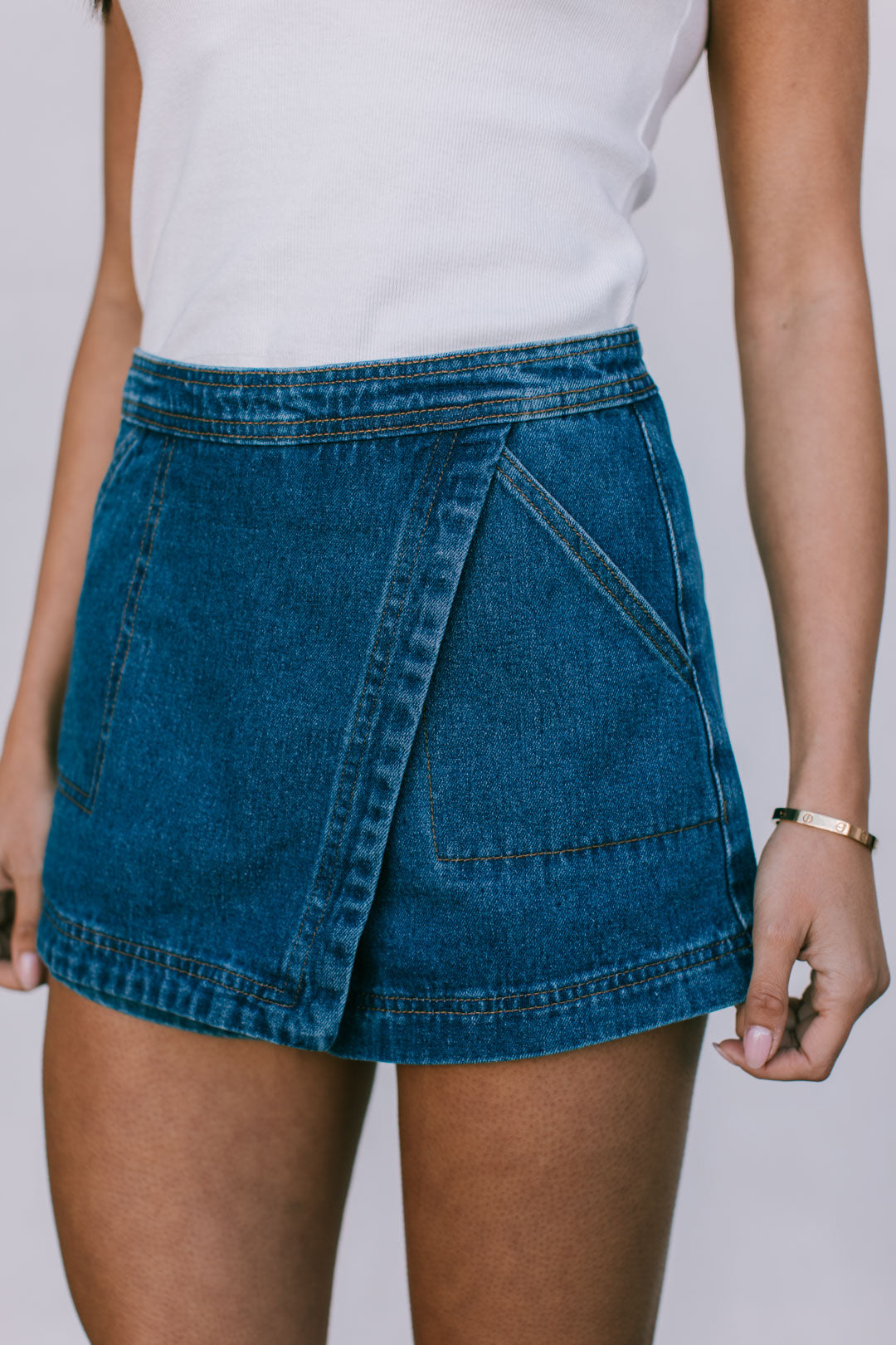 DISPATCH 07.05.25 - Jackie Denim Skort - Dark Blue Wash