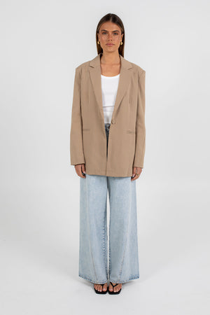 Quade Blazer Beige Pinstripe