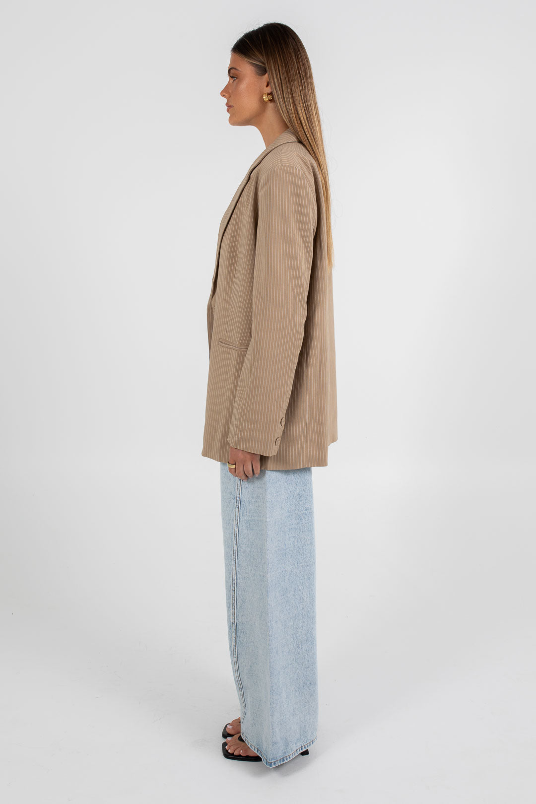 Quade Blazer Beige Pinstripe