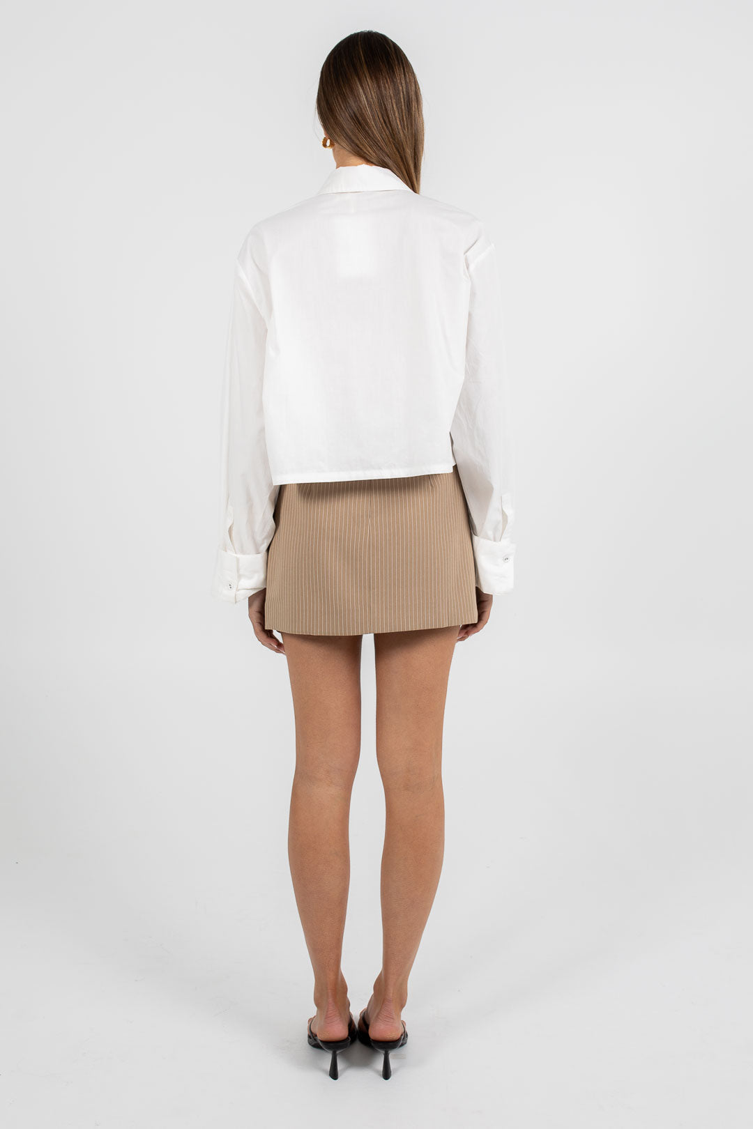Lacey Cropped Shirt - White