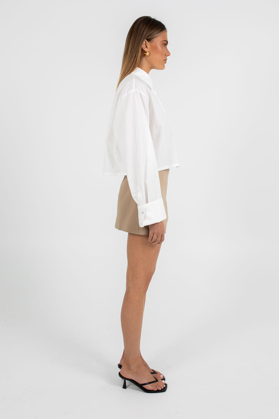 Lacey Cropped Shirt - White