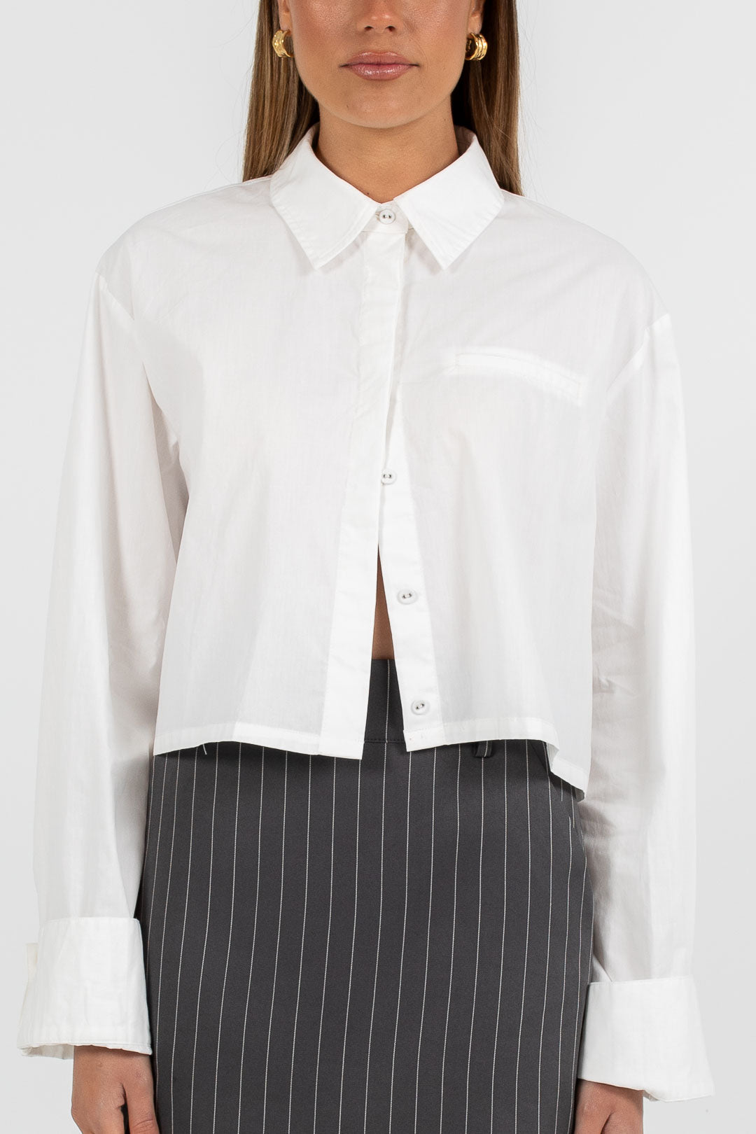 Jolie Mini Skirt - Charcoal Grey Pinstripe